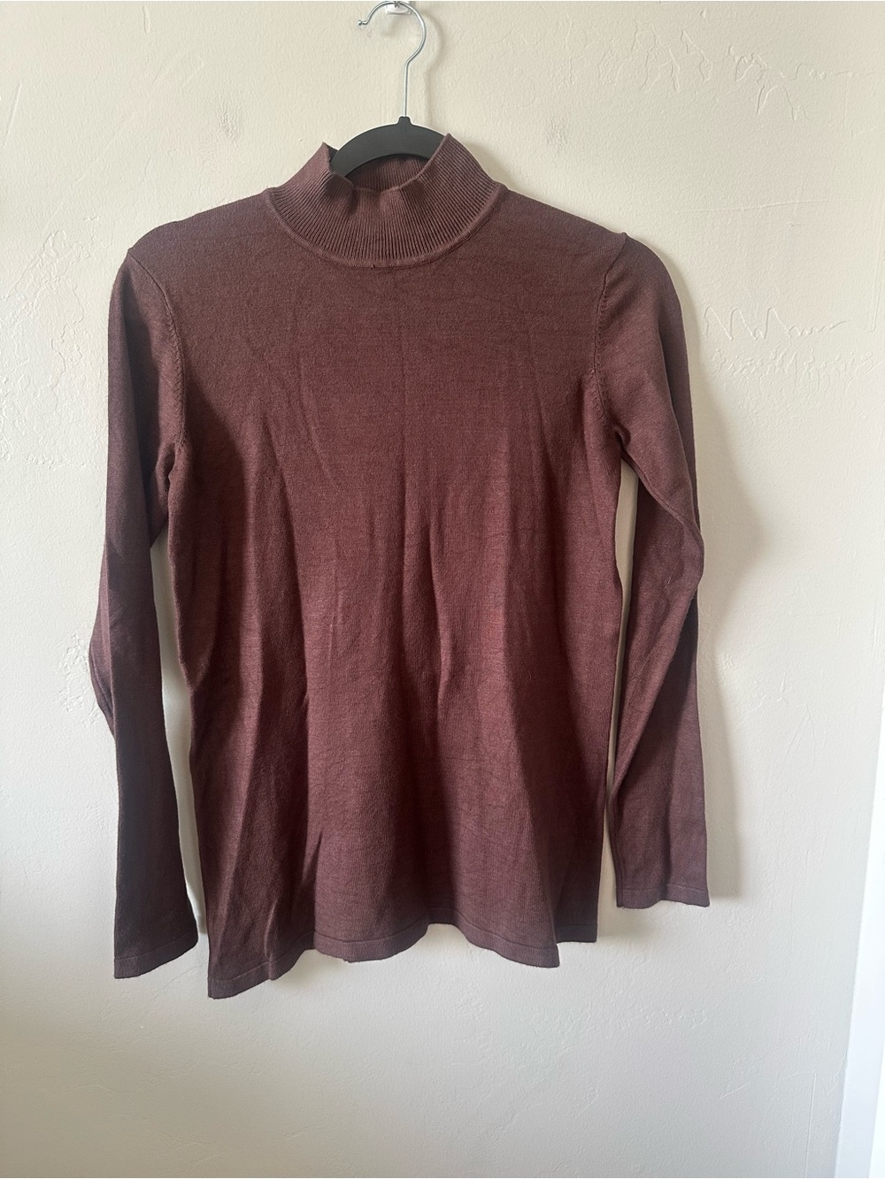 Multiples Women's Mock Neck Long Sleeve Top - Deep Brown
